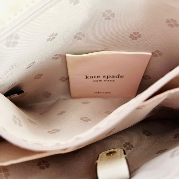 Kate Spade New York Medium Polly Leather Crossbody Bag White Parchment - Picture 8 of 11